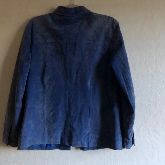 Navy blue suede jacket. - Picture 2 of 6